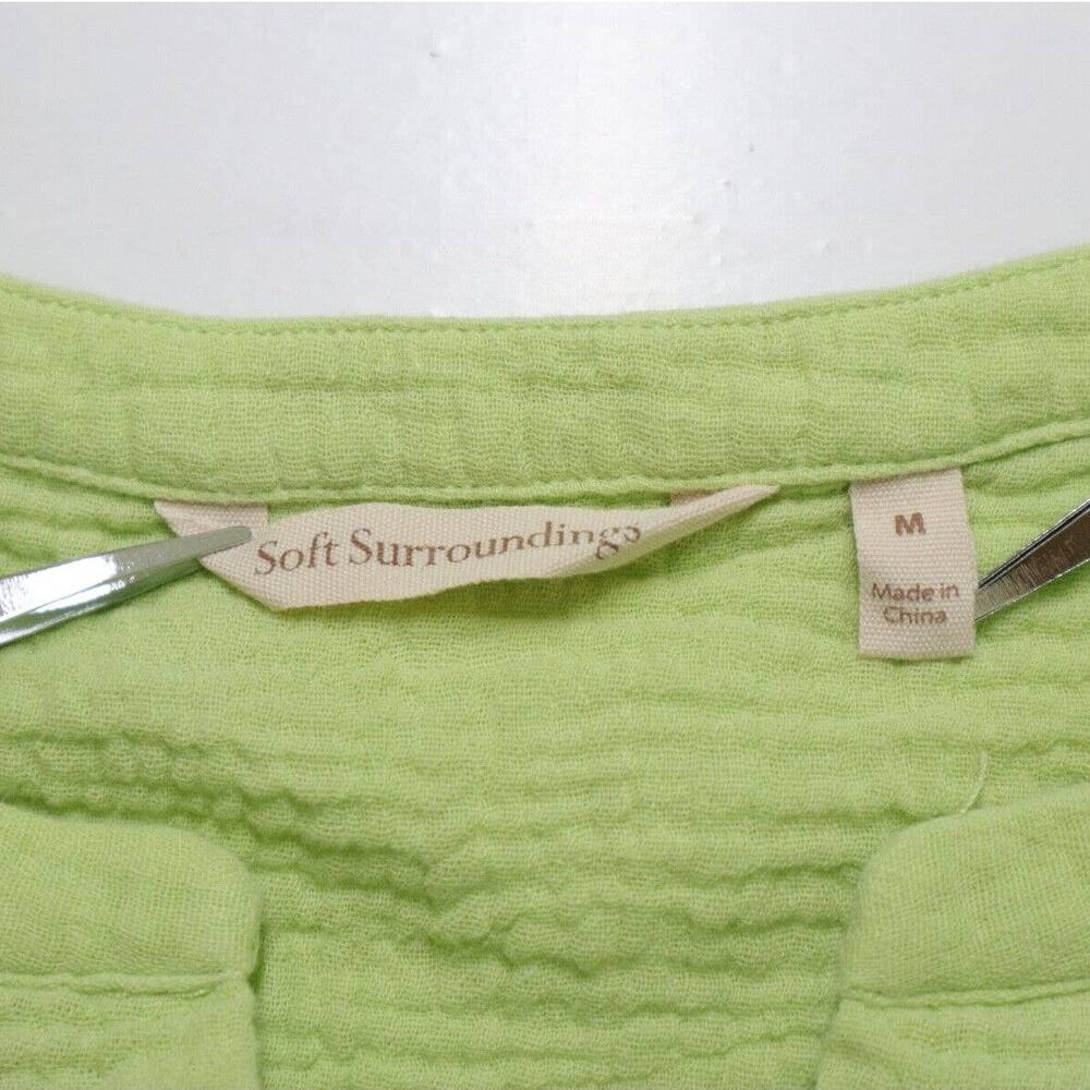 Soft Surroundings Size M Araza Gauze Tunic 2ek38 Green Altered - Picture 8 of 9